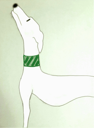 WHITE GREYHOUND design dog green greyhound illustration white