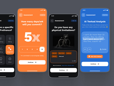 sandow UI Kit: AI Fitness & Nutrition App | Welcome Screen UIUX ai analysis ai assessment blue clean dark mode fitness analysis fitness app fitness assessment fitness data fitness ui green gym app health assessment minimal nutrition ui onboarding ui ui ui kit workout app workout ui