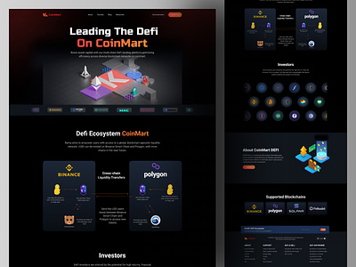 CoinMart : DeFi Landing Page Redesign blockchain landing page crypto landing page crypto platform crypto staking landing page decentralized defi defi landing defi landing page defi landing page design defi redesign defi website defi website design dex homepage design landing page liquidity nft marketplace staking web design web3