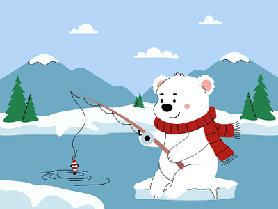 Free Cute Polar Bear Ice Fishing Illustration by Duckleap on Dribbble