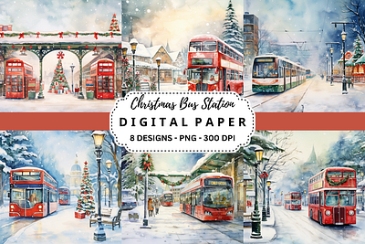 Christmas Bus Station Backgrounds tumbler wrap