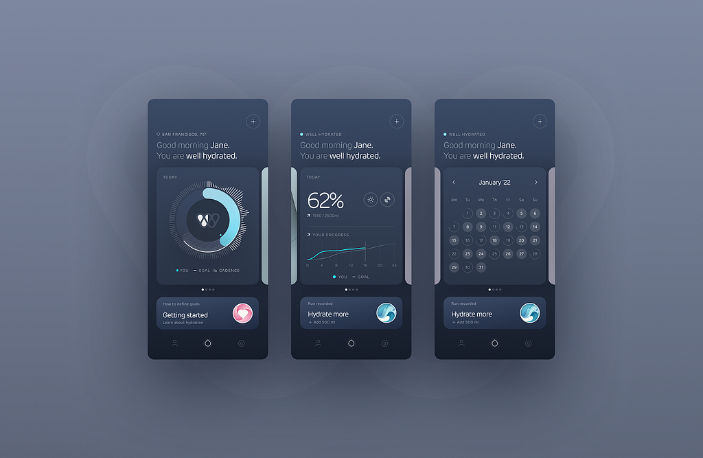 Smart Water Bottle App by Thomas Moeller for ZeroSixty on Dribbble