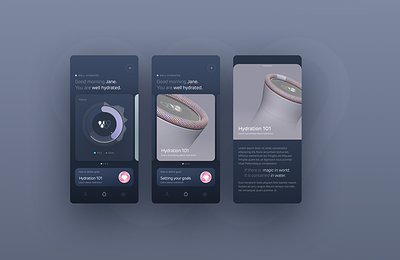 Smart Water Bottle App app bottle connected data design health hydration interactive interface ios mobile product product design smart ui water wearable wellness
