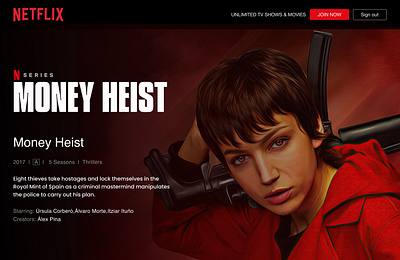 Day 3/30 Netflix Money Heist Movie Landing Page Hero Section ui