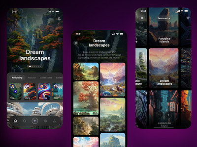 ai Creator Community App ai app artificial intelligence community creation dali design interactive interface ios leonardo midjourney mobile networking social ui uiux ux