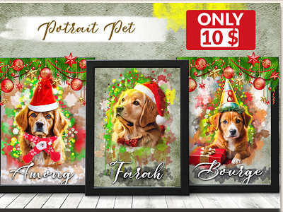 FIVERR : PET WATERCOLOR FOR CHRISTMASS DAY animals christmas christmas art christmas day custom watercolor dog art design digital art dog dog watercolor paintings drawing fiverr fiverr gigs gigs fiverr graphic design illustration image editing merry christmas painting photoshop watercolor dog art