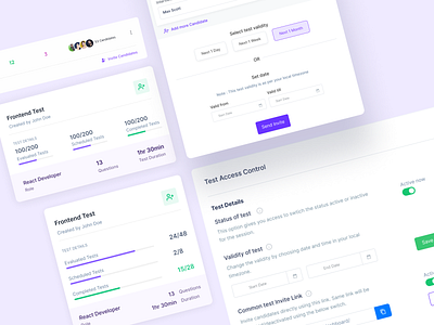 Cards and Modal UI 💫 candidate cards dashboard modal purple saas testcards toggle ui