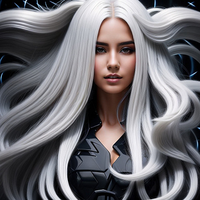 Girl with white hair girl graphic design
