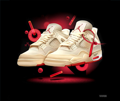 Jordan IV Off white black illustration lifestyle shoes sneakers style