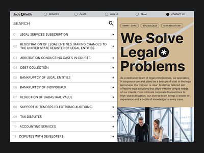 Law firm web design black colors cta daily design graphic design landing law list office page paper search services simple ui web white work