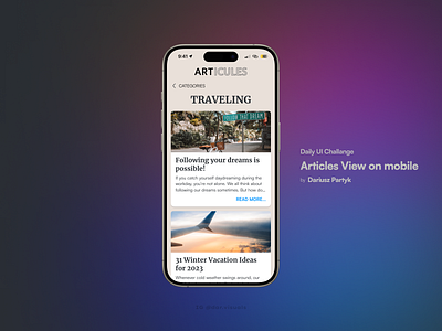 Article View - Daily UI Challange #16 app articles bestshot blog branding challange creative daily design figma graphic design ios iphone 15 malewicz mobile ui user interface ux webdesign