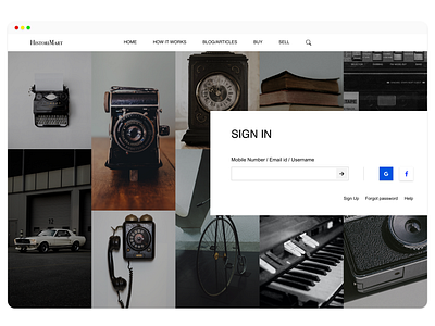 HistoriMart - Redefining the Antique Shopping Experience app buy clean collections design history login mac old sell ui