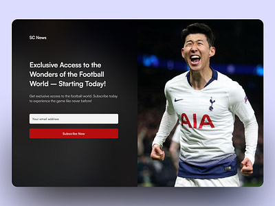 Football News Subscription page football subscribe ui uiux userinterface web design web page web site webpage