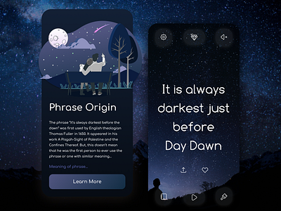 Night Mode Affirmation App affirmation app dark mode inspiration ios meditation mobile mode night positive thinking