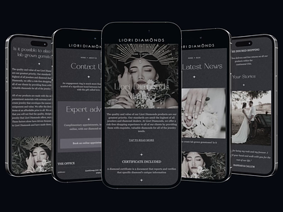 Embracing Elegance with Liori Diamonds Across Mobile Screens ecommerce mobile design ecommerce mobile uiux jewelry shopping mobile mobile experience mobile interface mobile jewelry store mobile luxury shopping mobile screen diversity mobile uiux mobile user experience multi screen online store ui online store ux responsive design user engagement user experience enhancement user interaction
