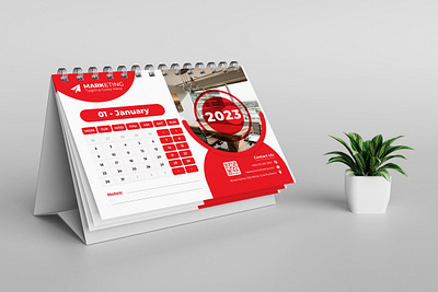 New year Desk Calendar 2023 template 12 months included minimalist calendar