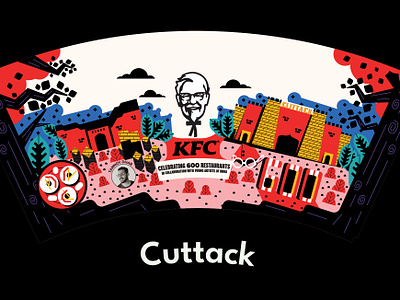 KFC Bucket Canvas Illustration bucket cuttack flat fried chicken geometric illustration kfc packaging