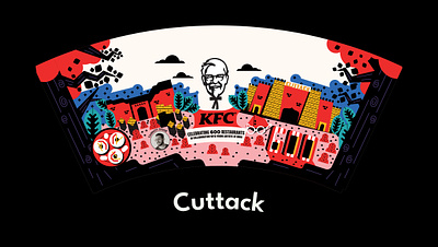 KFC Bucket Canvas Illustration bucket cuttack flat fried chicken geometric illustration kfc packaging