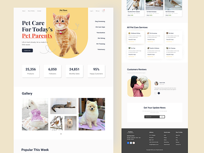 Pet Place - Pet Care Website Landing Page 3 birds branding cat design dog figma graphic design illustration landingpage logo new pet pet grooming petcare petsell petshop ui ux vector website