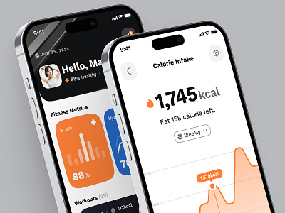 sandow UI Kit: AI Fitness & Nutrition App | Smart Fitness UIUX blue calorie app calorie tracker calorie ui clean diet app exercise app fitness ai fitness analytics fitness app fitness data fitness tracker fitness ui minimal modern nutrition app orange ui ui kit workout app