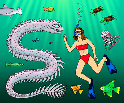 Aquatic Adventure aquatic art design graphic design illustration marine ocean