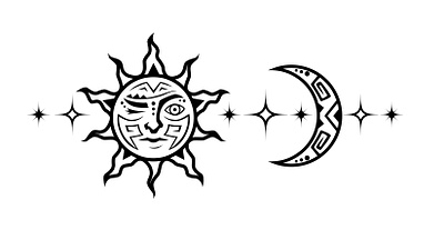 Sun, Moon, Stars art design graphic design illustration line work moon sky stars sun tattoo