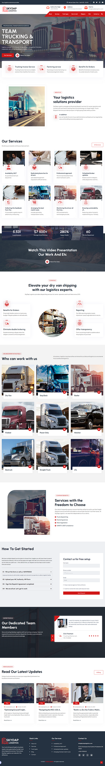 Truck Rental Logistic Company WordPress Website branding design elementor front end design illustration logistic ui webdesign website wordpress