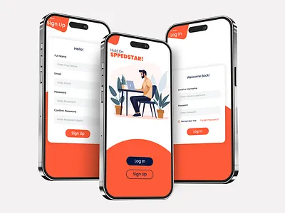Login & Signup Screen Design for iOS App adobe illustrator app branding design graphic design illustration login screen signup screen social media design ui