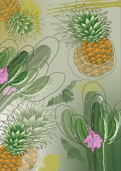 Art wallpaper 2d 2dart art cactus design digital flowers graphic graphic design green illustration illustrator noall pineapple vectorillustration wallpaper