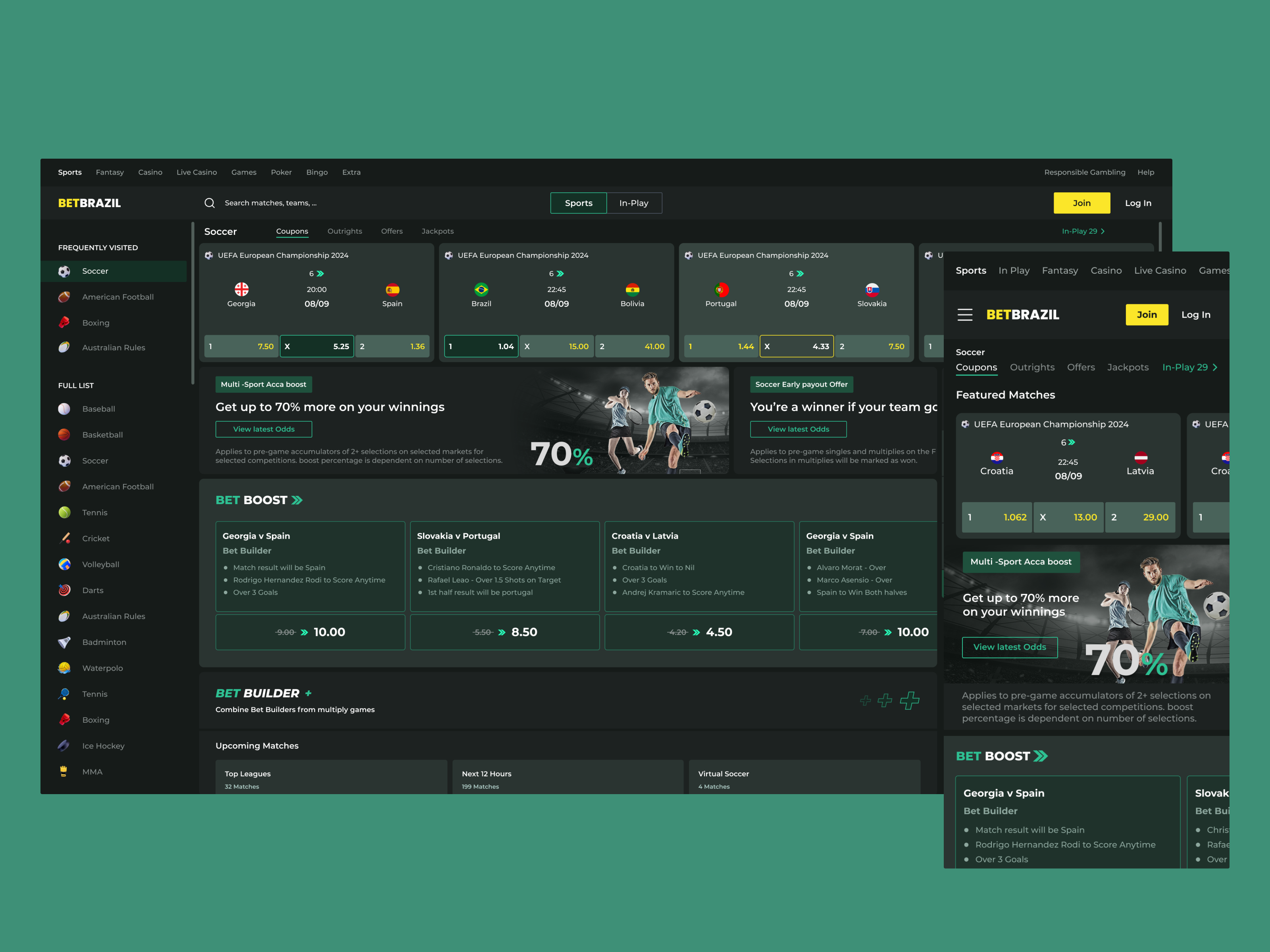 Redesign of online betting site bet365.com betting dashboard online betting online casino redesign responsive ui ux website