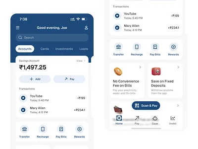 HDFC Bank Mobile App Redesign app app design bank blue cash finance hdfc money