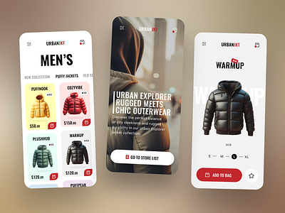 URBANJKT STORE app application brand jackets jackets store mobile application mobile product new collection store template ui uiux
