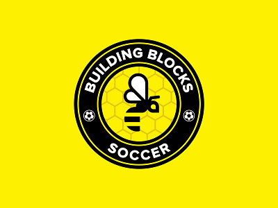 Building Blocks Soccer badge bee brand circle club crest logo soccer sport yellow youth