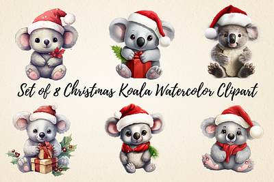 Christmas Koala Sublimation Clipart mugs