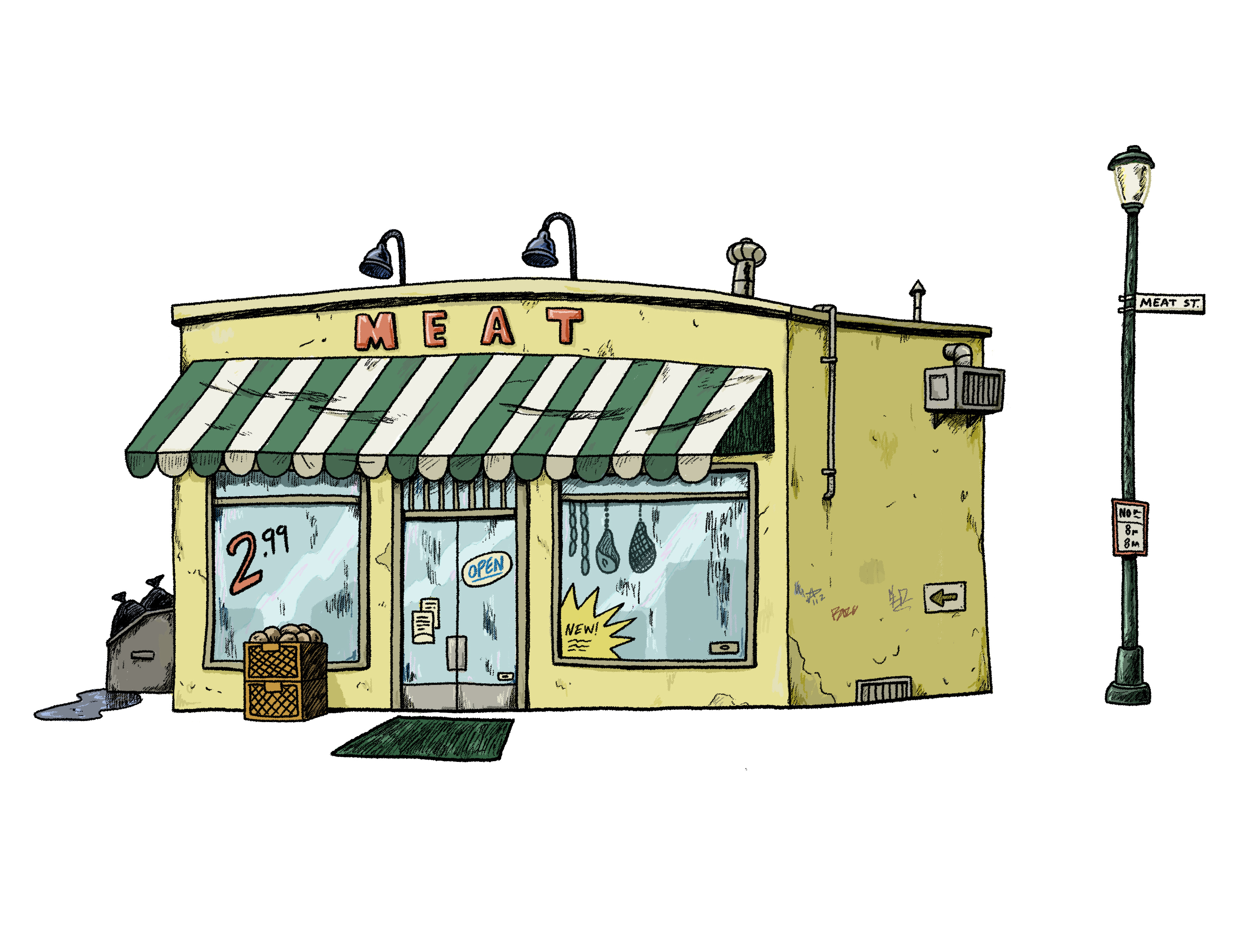 Meat Street 2d art animation bg concept art digital art illustration layout