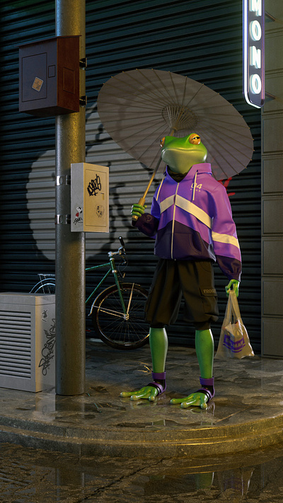 Frog life 3d character design mod modeling