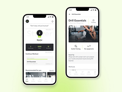 Fitness App app bottom nav design digital design fitness app interface mobile navigation design product design simple app design ui ui design workout ui