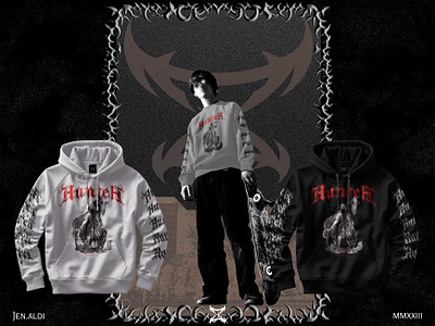 The Hunter | Artwork for Apparel Merchandise apparel and merchandise artwork implementation branding drawing graphic design heavy metal artwork logo logotype pen drawing