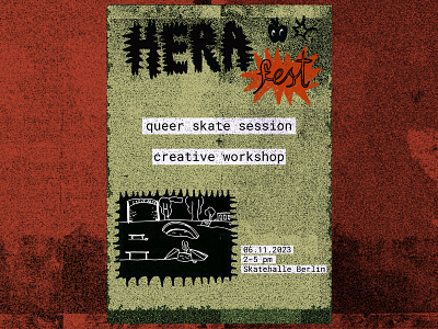 Hera flyer diy drawing illustration poster punk skate typeform typography