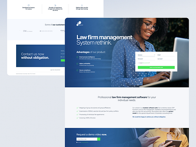 Landing page of a Law firm management software ui