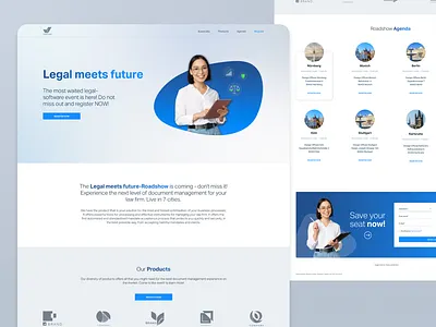 Landing page of a tech event ui