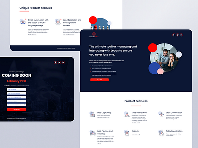 Landing page for a lead management tool ui