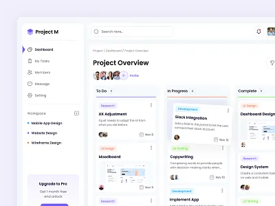 Task Management Dashboard dashboard figma ui ux