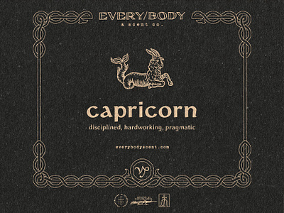 ESC Zodiac Collection - Capricorn alchemy brand design brand identity branding branding design candle capricorn collection illustration label label design medieval packaging packaging design product sticker vector visual identity zodiac