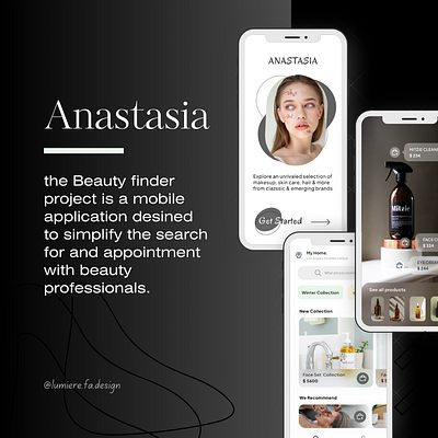 Skincare products high quality anastasia app beauty design faezeh fallah lumiere.fa.design lumierefa mobile app skincare ui