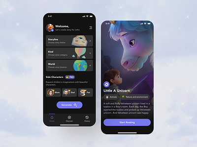 Kitsy AI Bedtime Stories Mobile App ai ai mobile app app bedtime design figma mobile app ui visual