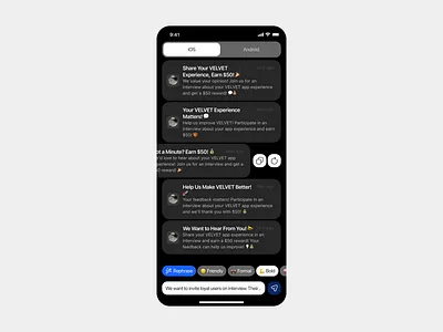 AI Push Notification Generator ai app notifications ui