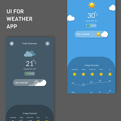 UI Design for a Weather app design illustration typography ui ux