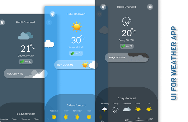 UI Design for a Weather app by Sakshi Biradar on Dribbble