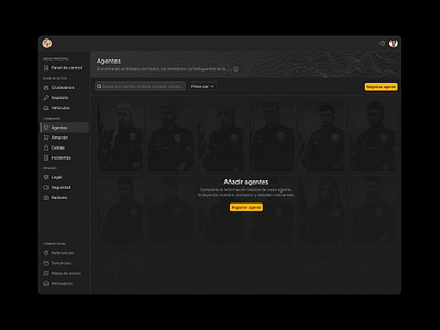 Officers section · Empty state dark dark mode dashboard